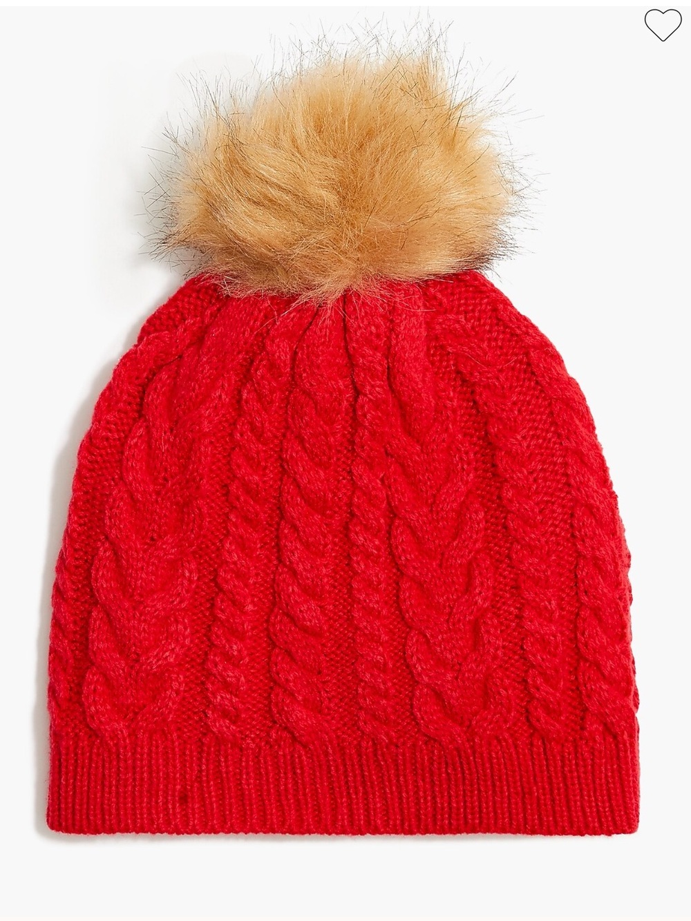 J. CREW Cable Pom-Pom Beanie Hat in Red